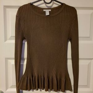 Peplum style ribbed blouse